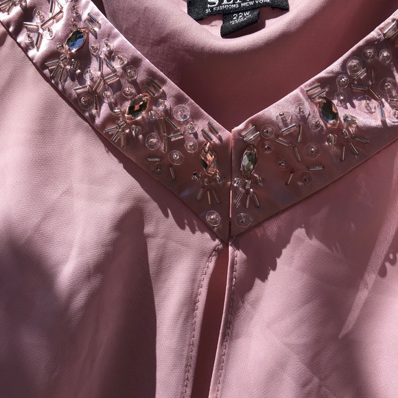 SL Fashions SZ 22W pink tiered chiffon dress - Picture 5 of 7